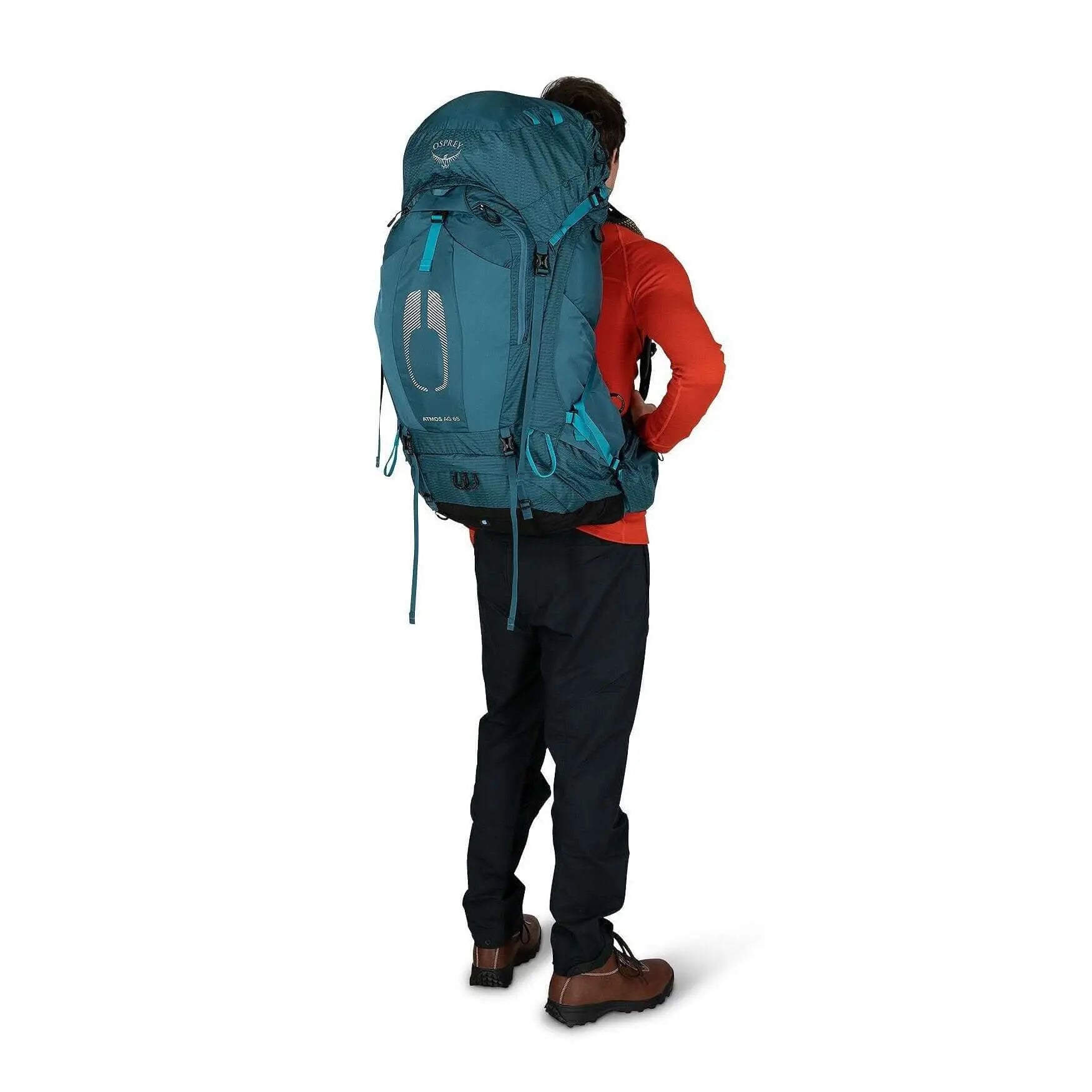 Osprey Atmos AG 65 - Men backpack showcasing AntiGravity suspension for comfort and ventilation during heavyweight trips.