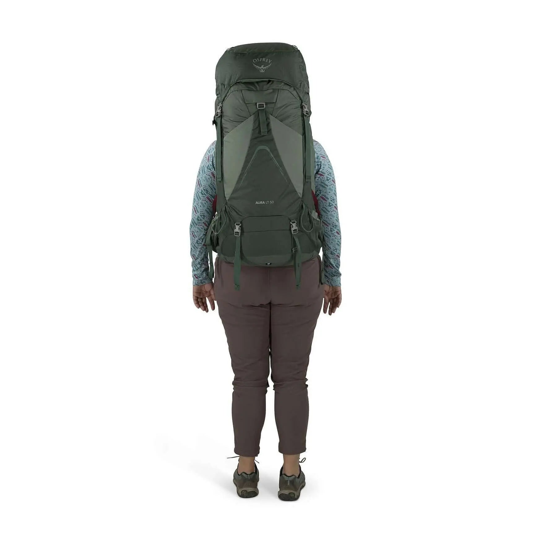 Osprey Aura AG LT 50 - Women backpack with AntiGravity suspension for technical backpackers, shown from the back.