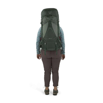 Osprey Aura AG LT 50 - Women backpack with AntiGravity suspension for technical backpackers, shown from the back.