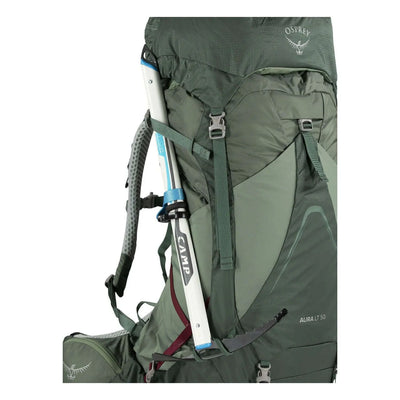 Osprey Aura AG LT 50 - Women backpack with AntiGravity suspension and raincover, side panel zip access, and floating top lid.