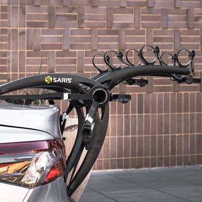 Saris Bones 3-Bike Trunk Rack mounted on car