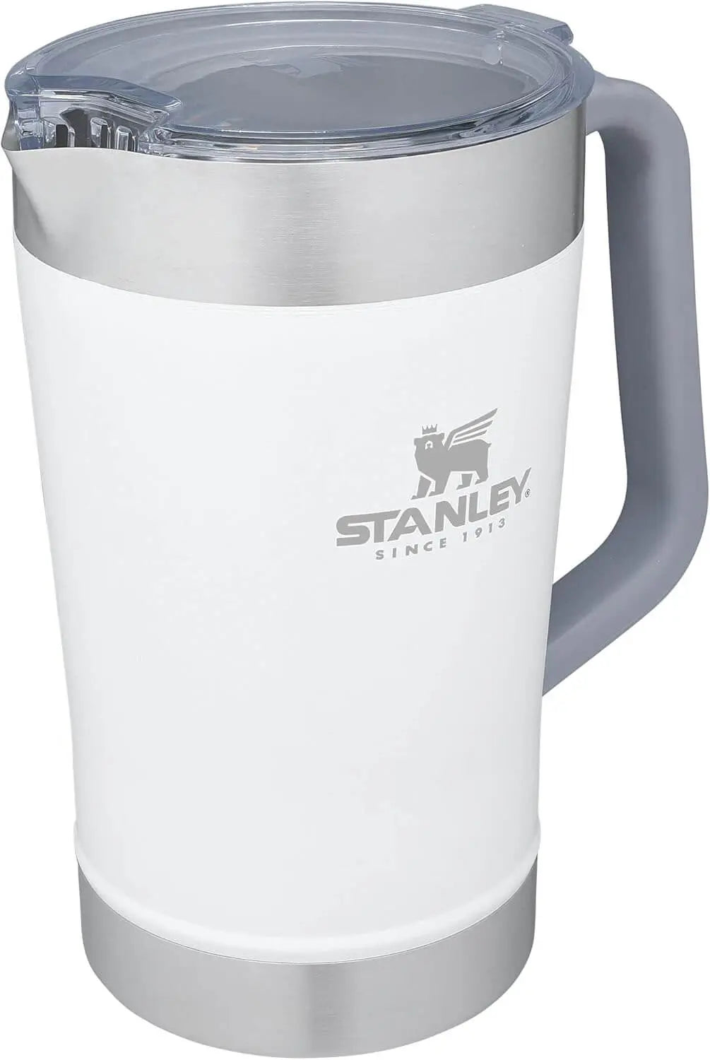 Classic Stay Chill Beer Pitcher - 64 oz / 1.9 L with stainless steel handle and lid for easy serving.