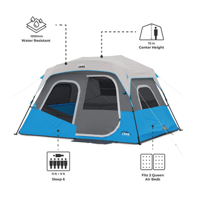 Core Equipment 6 Person Lighted Tent - Shop  Camping Tents at  Trekaline