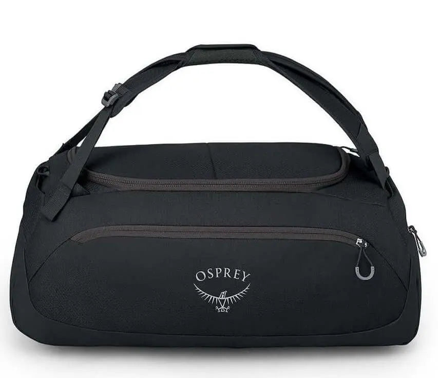 Osprey Daylite Duffel 45, versatile black gym and travel bag with padded bottom and multiple carry options for everyday use.