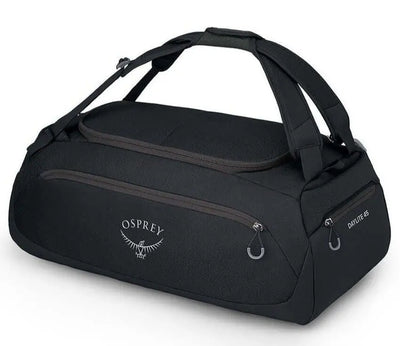 Osprey Daylite Duffel 45 - versatile gym, travel, or work bag with backpack and shoulder options, padded bottom, easy access pockets.