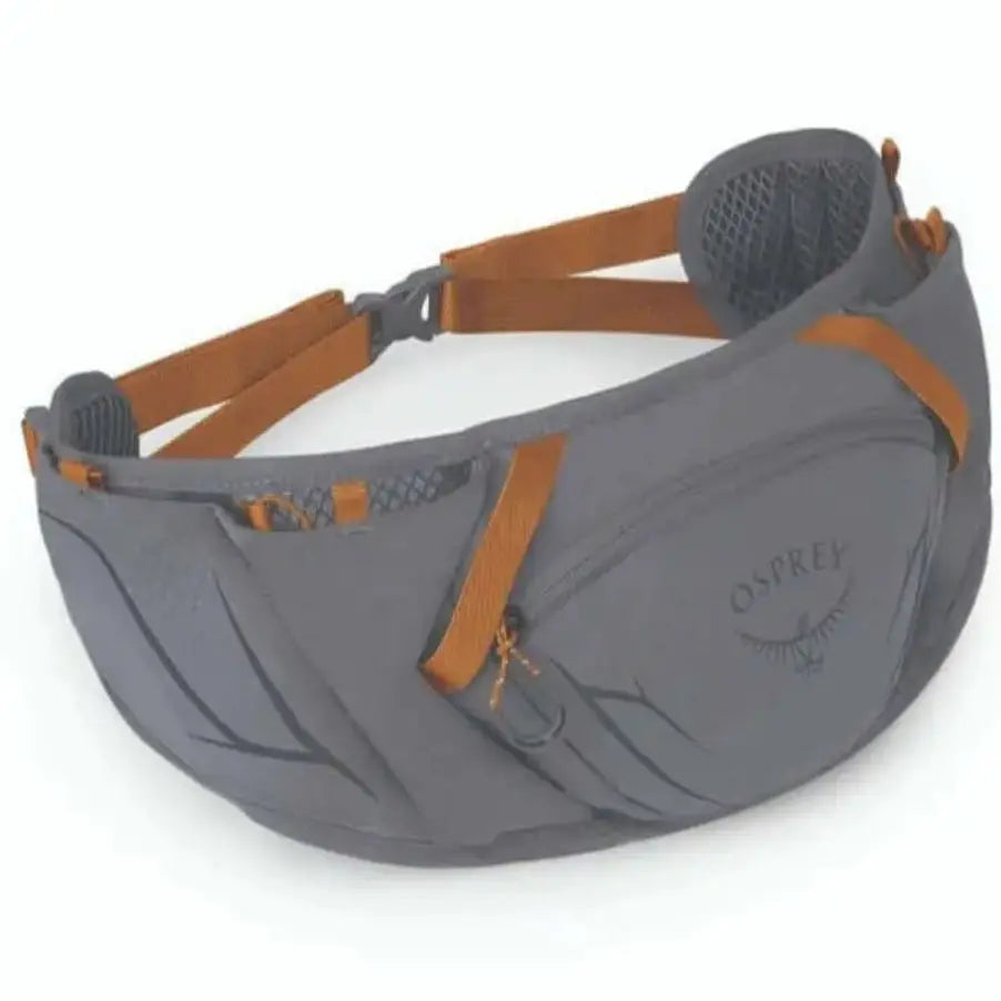 Osprey Duro / Dyna Belt - 2L hydration waist pack with soft flasks and storage for keys, gels, and phone. Made of recycled materials.