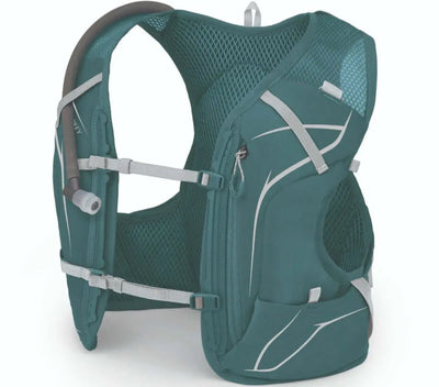 Dyna 1.5 with Reservoir - Women hydration pack in teal, perfect for trail running, made with recycled materials.