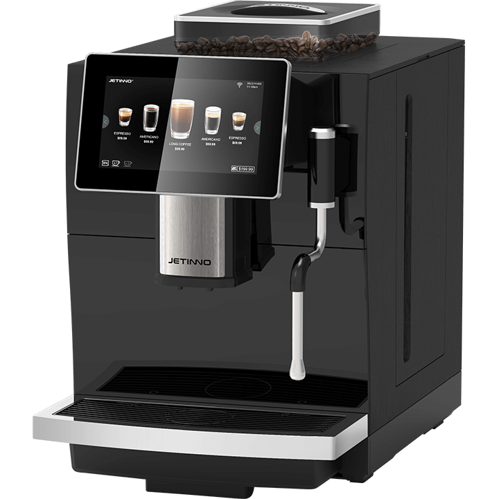 Jetinno JL09 Automatic Espresso Coffee Machine, sleek and compact design, perfect for barista-quality coffee at outdoor basecamps or offices.