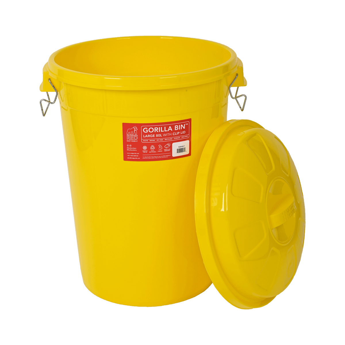 Red Gorilla Bin with Clip Lid 80 L
