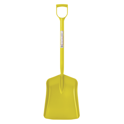 Yellow shovel similar to Red Gorilla Shovel, heavy duty plastic tool for lifting and clearing tasks