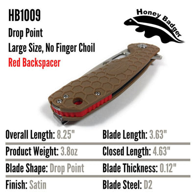 Honey Badger Large Drop Point Knife D2 Steel
