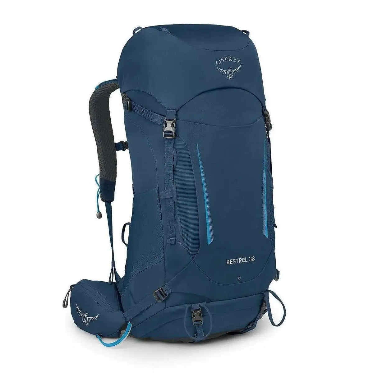 Osprey Kestrel 38 - Men blue backpack for hiking, rugged 38-liter rucksack for overnight and day hikes in challenging environments.