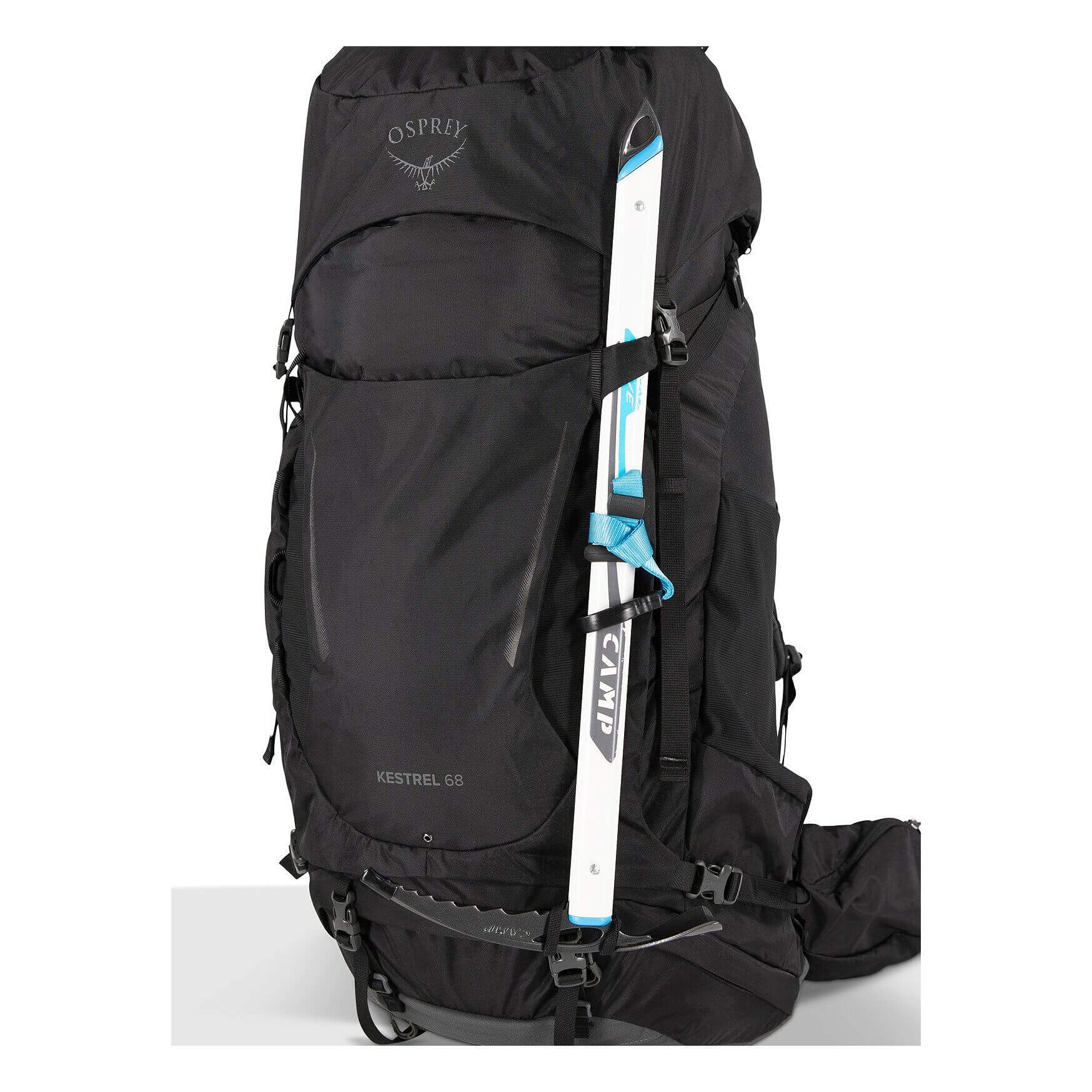 Osprey Kestrel 68 - Men backpack, ideal for challenging hikes and trailwork, featuring a 68-liter capacity for outdoor adventures.