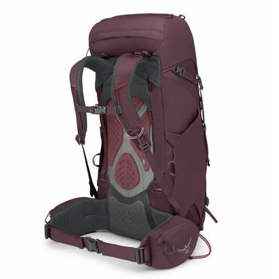 Osprey Kyte 38 - Women rucksack, durable and sustainable, ideal for trailwork and hiking, 38-liter capacity in a strong maroon design.