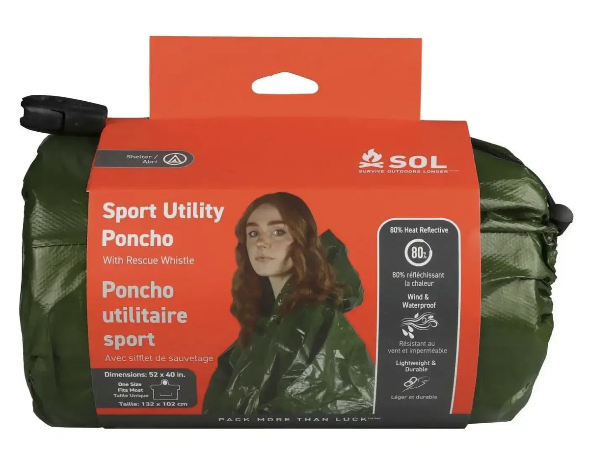 Survive Outdoors Longer Sport Utility Poncho - Green