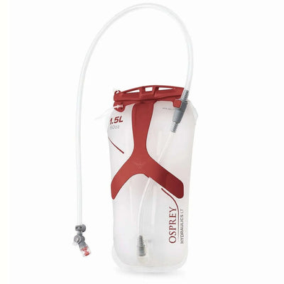 Osprey Hydraulics LT 1.5 L Reservoir with hose and ergonomic design for easy carrying and filling.