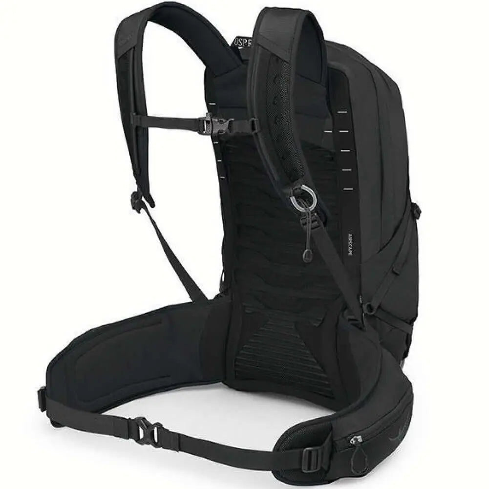 Osprey Talon 22 Extended Fit - Men backpack back view showing breathable AirScape backpanel and harness.