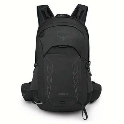Osprey Talon 22 Extended Fit - Men black backpack with breathable AirScape backpanel for hiking and biking.