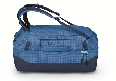 Transporter Squffel 44 by Osprey in blue, sturdy construction for all adventure types.