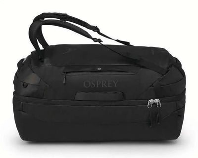 Osprey Transporter Squffel 70 Adventure Duffel Bag - rugged, square-shaped, black color with gear organization features.