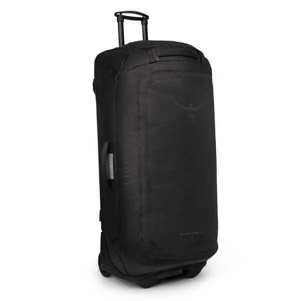 Transporter Wheeled Duffel 120 by Osprey, rugged travel bag with wheels and trolly handle.