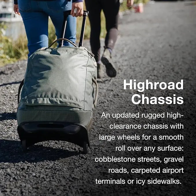 Highroad Chassis of the Transporter Wheeled Duffel 60 designed for smooth rolling on any surface.
