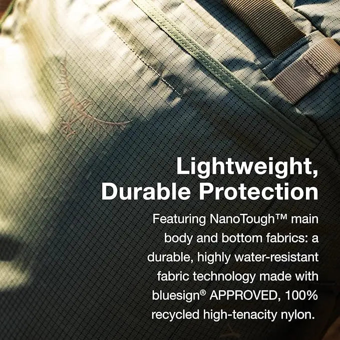 Transporter Wheeled Duffel 60 showcasing durable NanoTough™ fabric technology by Osprey.