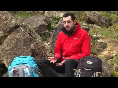 Load video: Lowe Alpine Elbrus ND 55-65 Hiking Backpack Women