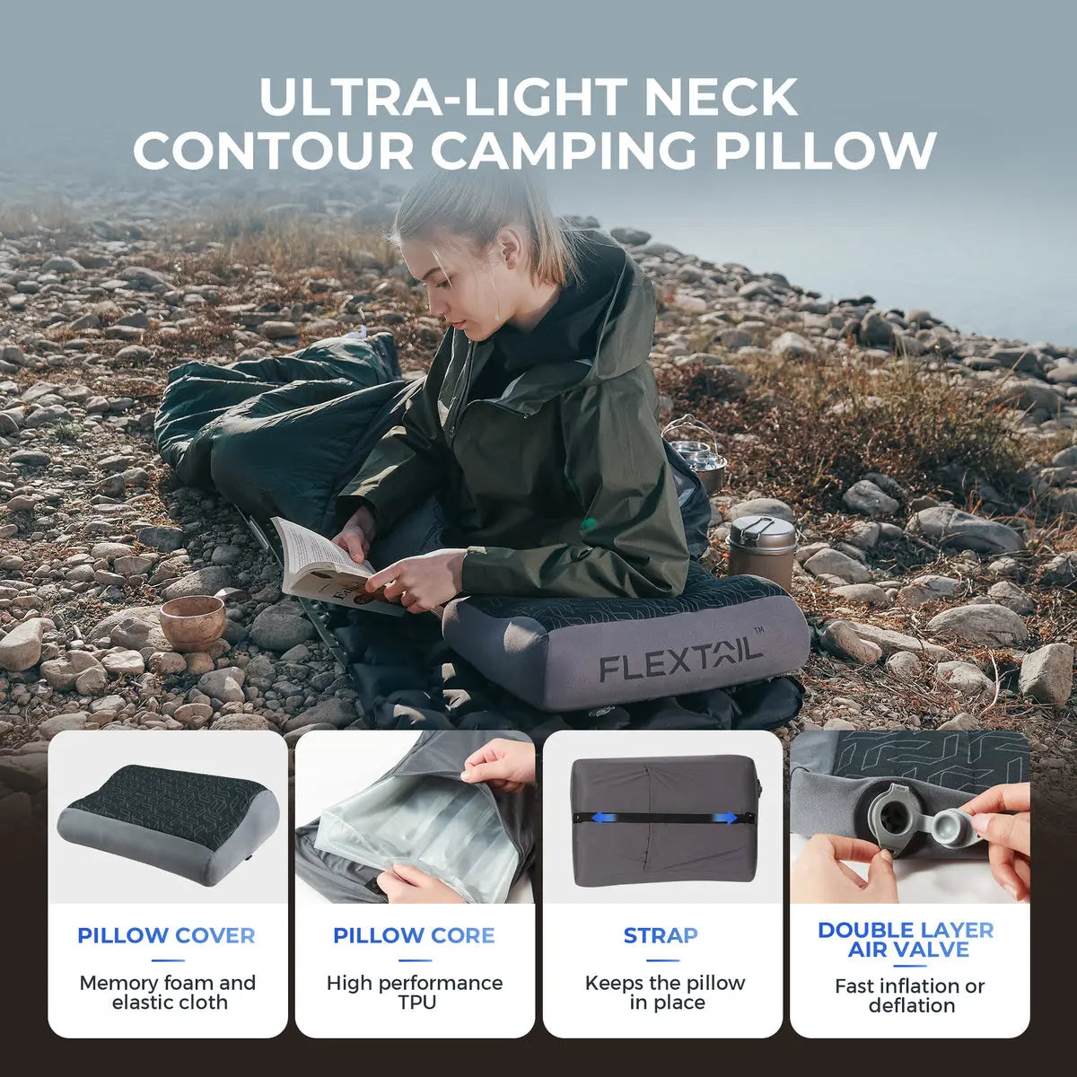 Flextail Zero Pillow Ultralight Inflatable Camping Pillow