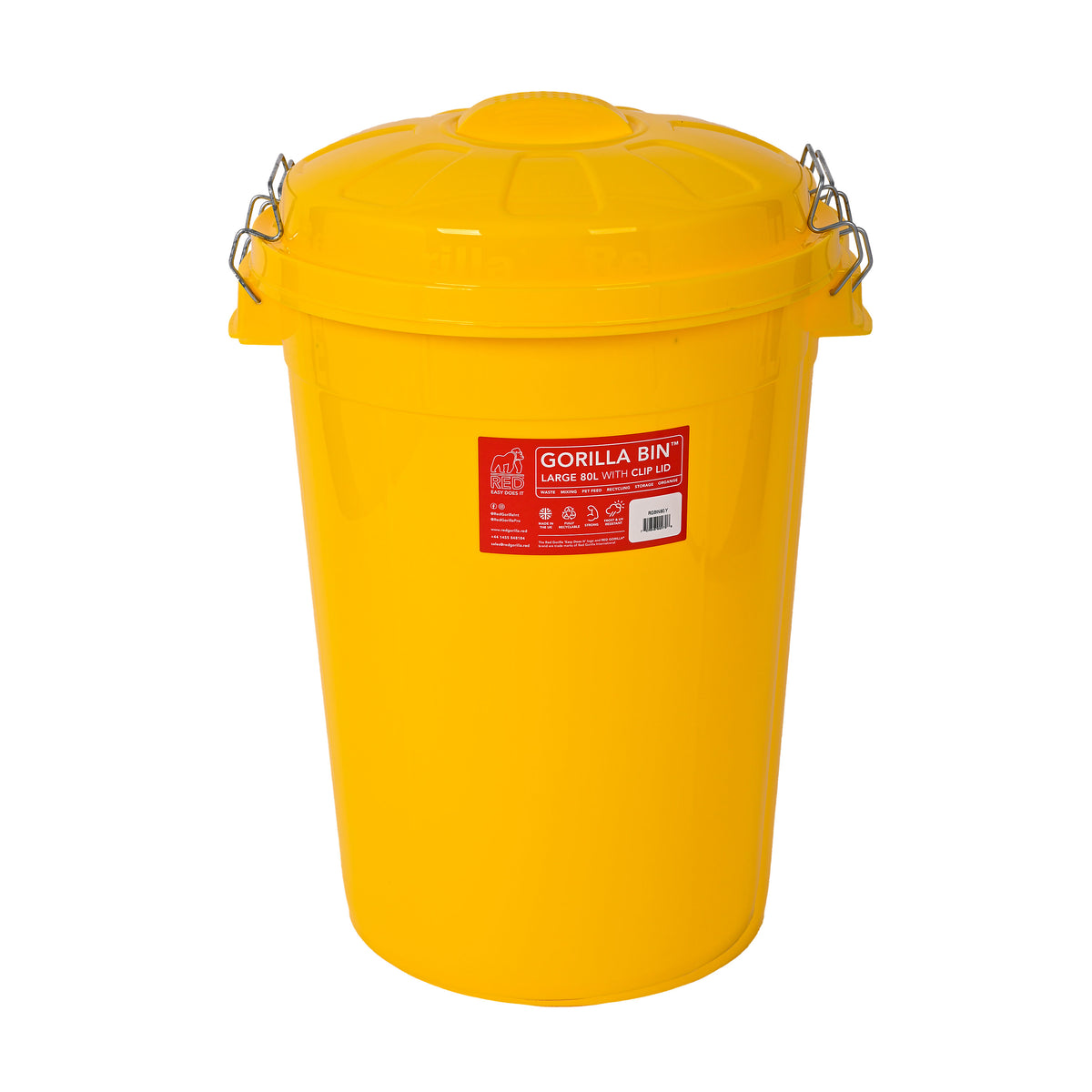 Red Gorilla Bin with Clip Lid 80 L