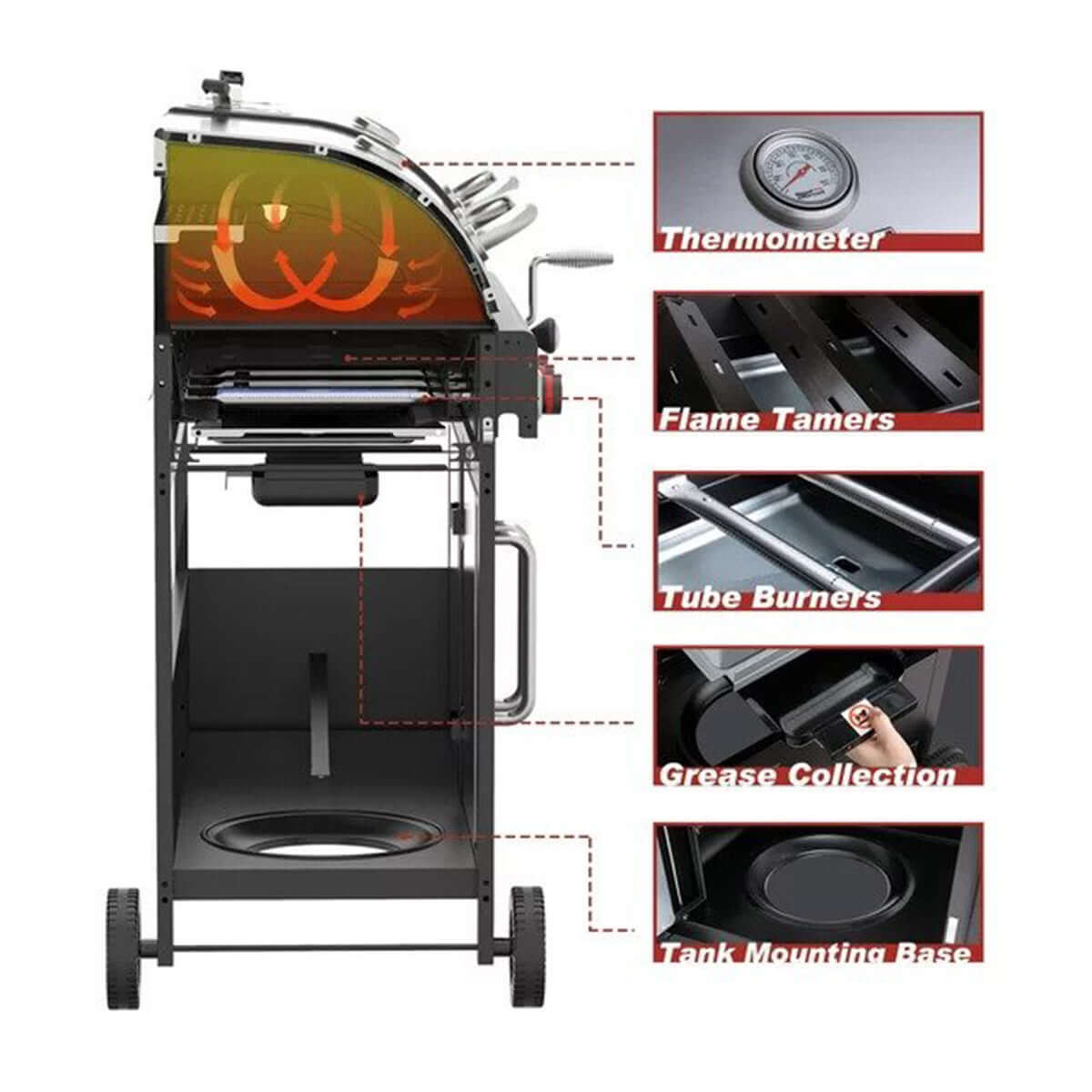 Royal Gourmet Gas and Charcoal Barbeque Grill Combo with Side Burner