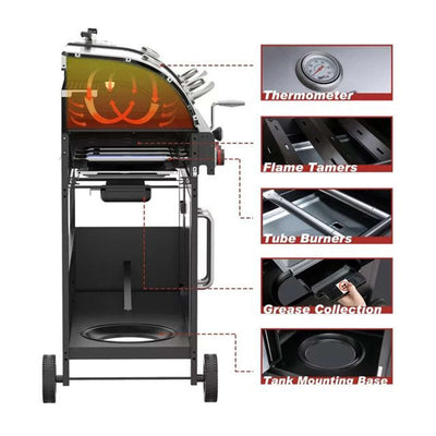 Royal Gourmet Gas and Charcoal Barbeque Grill Combo with Side Burner
