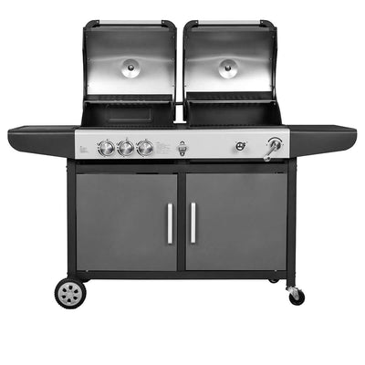 Royal Gourmet Gas and Charcoal Barbeque Grill Combo with Side Burner