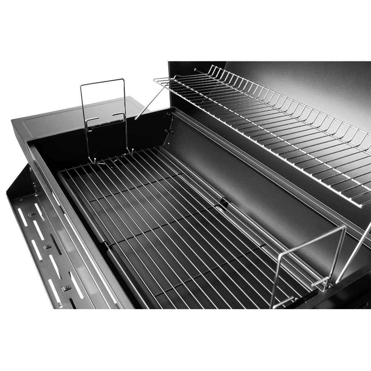 Front view of the Royal Gourmet 28-Inch Barrel Charcoal Grill with Front Basket showing grill