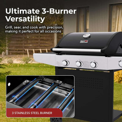 Royal Gourmet Gas Outdoor BBQ Grill - 3 Burners and Side Burner Specifications