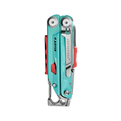 Leatherman Signal multi-tool with display box, ideal for survival in UAE terrains, featuring 19 essential tools.