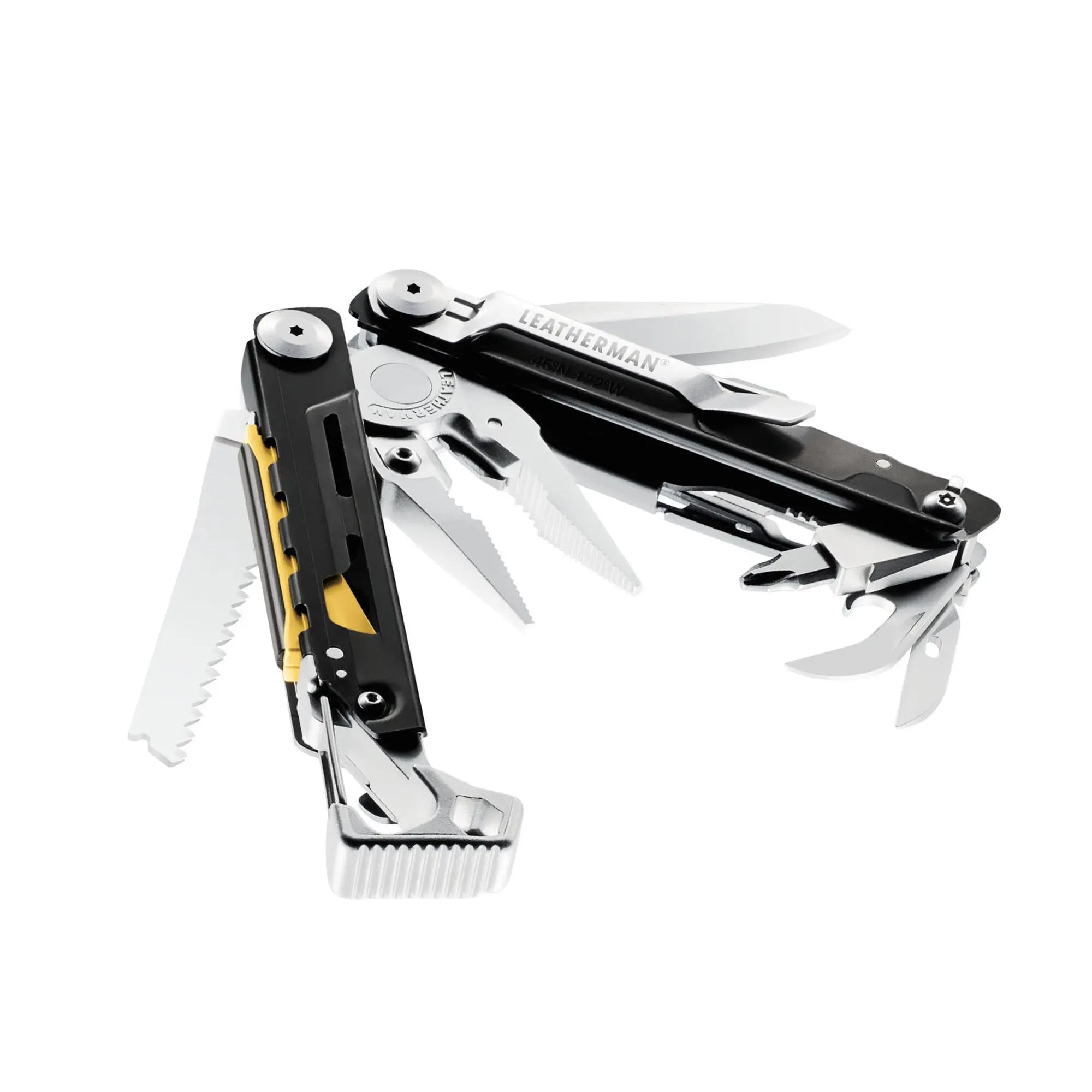 Leatherman Signal Multi-Tool in display box with 19 essential tools for survival, perfect for UAE terrains.