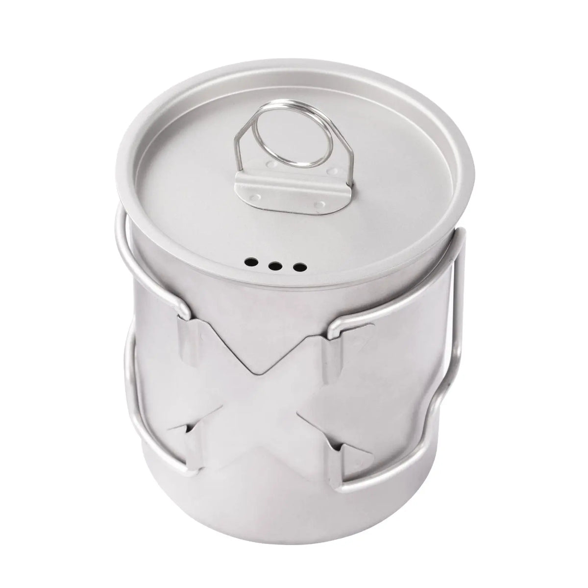 SilverAnt Ultralight Titanium Cup with Lid with foldable handles retracted