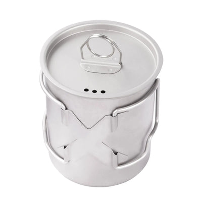 SilverAnt Ultralight Titanium Cup with Lid with foldable handles retracted