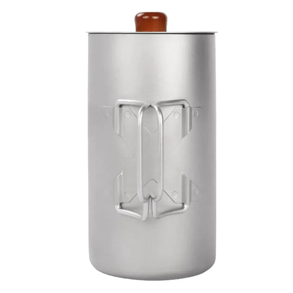 SilverAnt Ultralight Titanium Coffee French Press 17 oz 500 ml with foldable handles for outdoor adventures