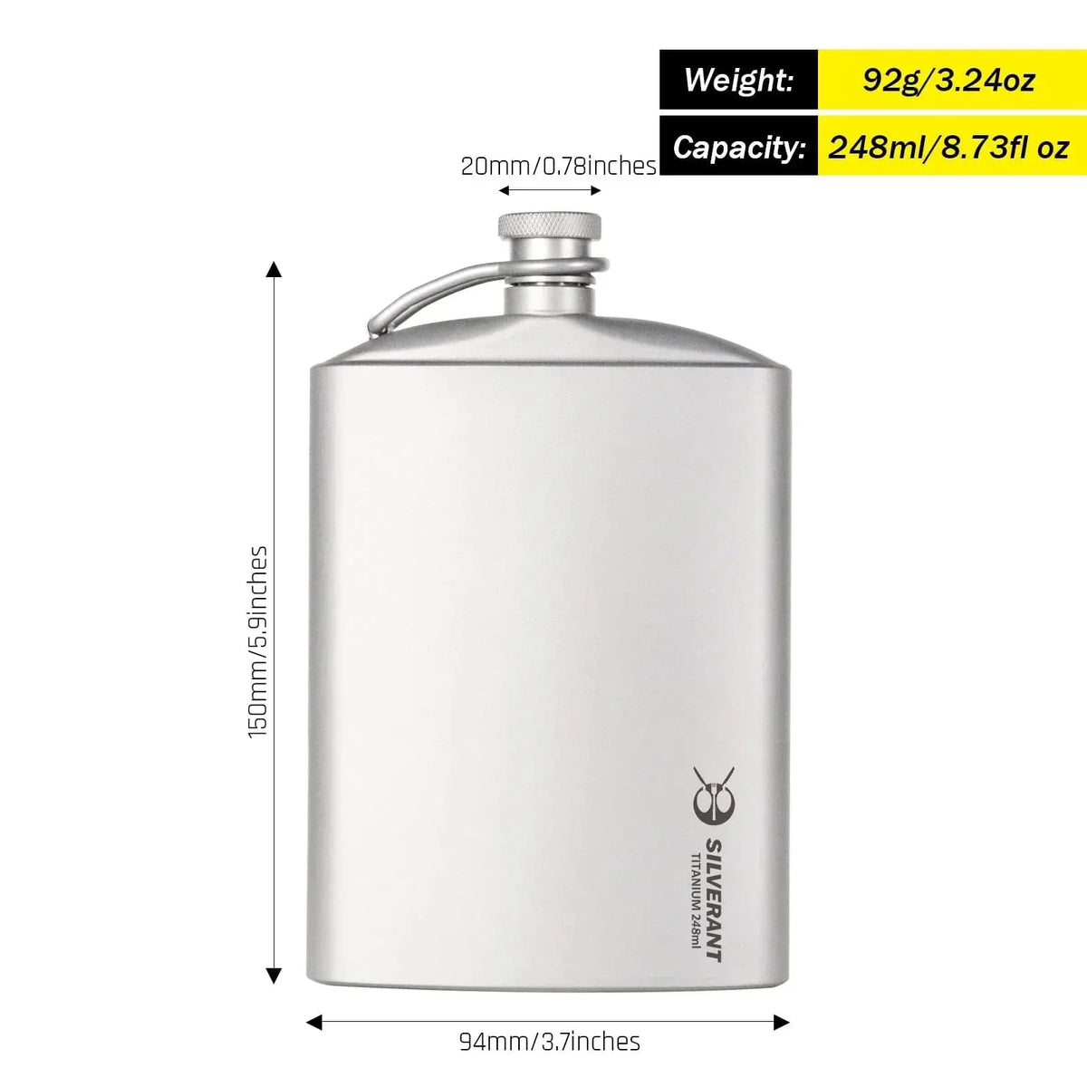 Titanium Hip Flask and Funnel - 8.4 oz / 248 ml - Shop  Flasks at  Trekaline