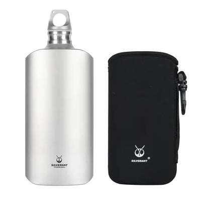 SilverAnt Ultralight Titanium Water Bottle Slim 27 oz 800 ml with protective sleeve