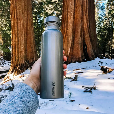 SilverAnt Round Titanium Water Bottle - 27 oz / 800 ml for desert camping
