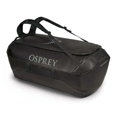 Osprey Transporter Duffel 120, weather-resistant, recycled materials, travel carry, gear storage, black