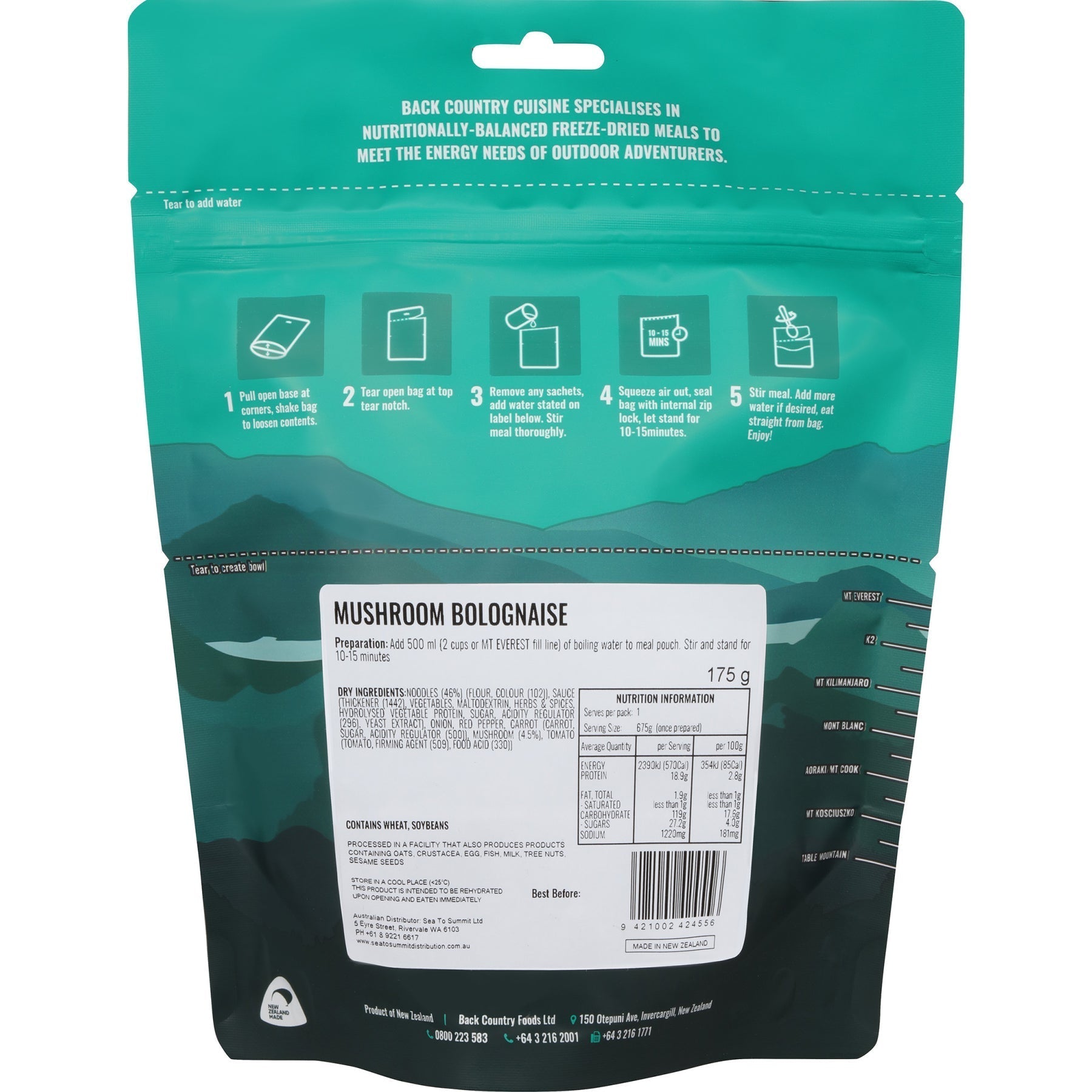 Back Country Cuisine Mushroom Bolognaise - Shop  Backpacking Dinners at  Trekaline