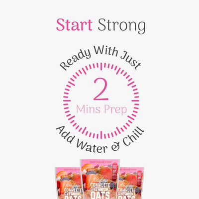 Veloforte Strawberry & Coconut Complete Overnight Oats 602g bag front packaging