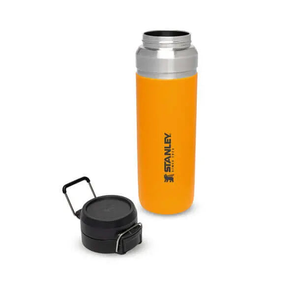 Stanley Go Quick Flip Water Bottle Leakproof 34 oz 1 L in orange with lid detached