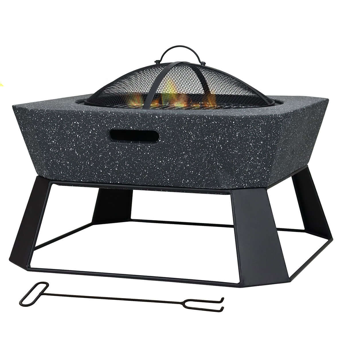 Protective mesh cover included with the MGO Square Fire Pit