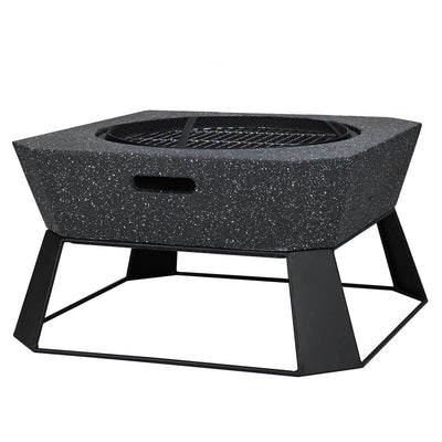 MGO Square Fire Pit burning logs safely at a desert campsite