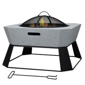 MGO Square Fire Pit burning logs safely at a desert campsite